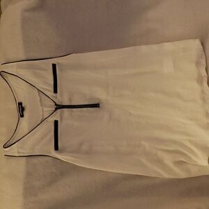 Express Cream and Black Trimmed V-Neck Tank Top, Size Small